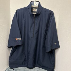 Callaway Mens Pullover Large Blue 1/2 Zip Golf Outerwear Blue Short Sleeve Lined